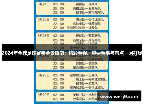 2024年全球足球赛事全景指南:精彩赛程、重要赛事与看点一网打尽 2024年全球足球赛事全景指南:精彩赛程、重要赛事与看点一网打尽